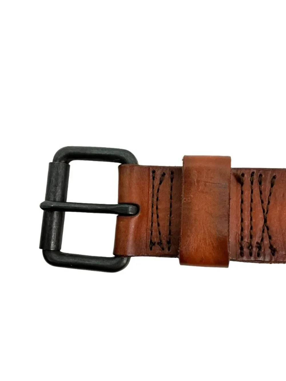 Hollister Wide Genuine Leather Roller Buckle Belt Mens 28 Brown